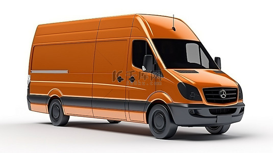 白色背景 3D 插图小负载运输商用货车，棕色车身，非常适合您的设计需求