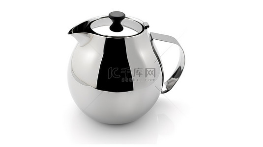 茶壶西式茶壶背景图片_空咖啡壶的白色孤立 3D 插图