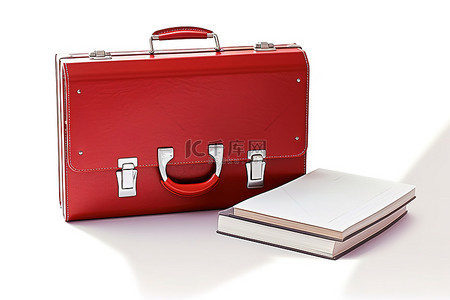 红本背景图片_白色背景上的一个公文包和一本红书