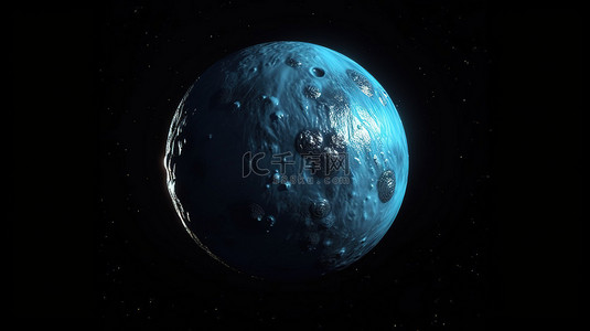 海王星惊人的 3d 渲染，一个蓝色星球在广阔的黑色空间中