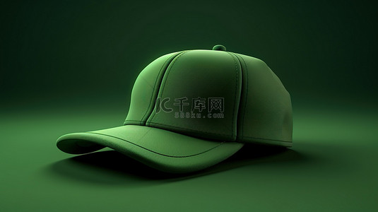 绿色棒球帽的 3D 渲染