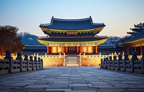 韩国背景图片_韩国首尔西平壤的宫殿和历史古迹佛教寺院