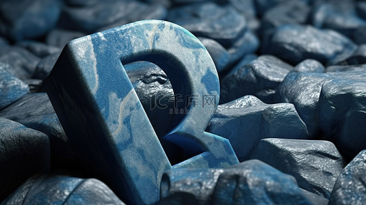 蓝色问号背景图片_3D 渲染的大理石问号设置在石头背景下