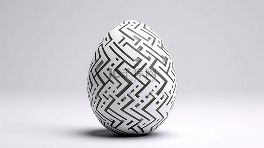 几何复活节彩蛋白蛋与白色背景 3D 插图上不断变化的图案