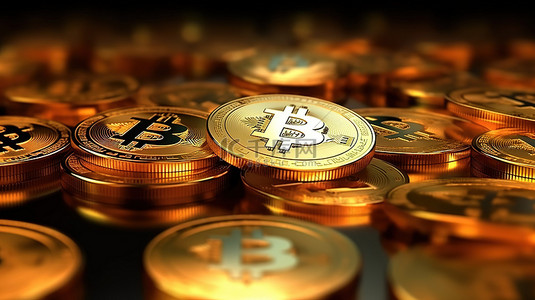 市场推广计划背景图片_加密货币增长 BTC 比特币硬币金融交易所和加密市场的 3D 渲染