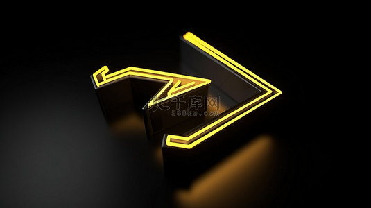 各种危险标志背景图片_黄色轮廓箭头图标 3d 以左旋转呈现，象征方向运动