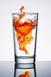 玻璃杯中的橙色和斑点水