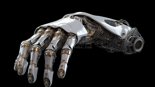 手指向上滑动背景图片_用手指指向的机器人手的孤立 3D 渲染