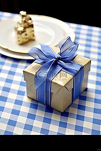 礼物礼物盒背景图片_桌上的蓝色礼品盒