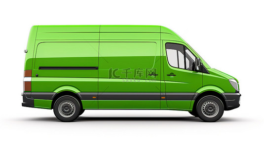 白色绿色商务背景图片_绿色空白商用货车非常适合在白色背景 3D 渲染上定制您的设计和徽标