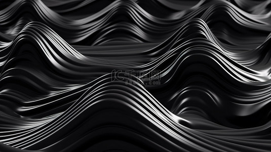 液体中抽象黑波的 3d 渲染