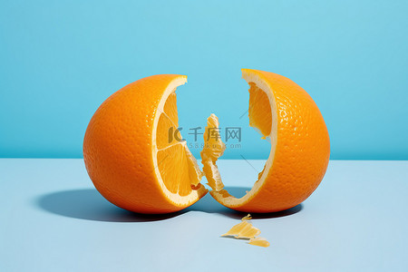 两个切成两半的橙子