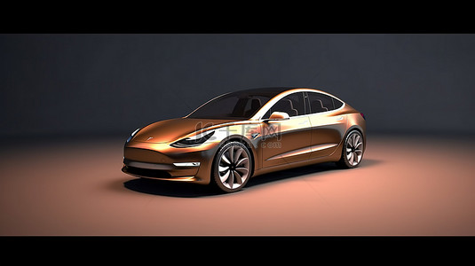 ppt汽车背景图片_精致的棕色轿车 豪华车型的 3D 技术渲染