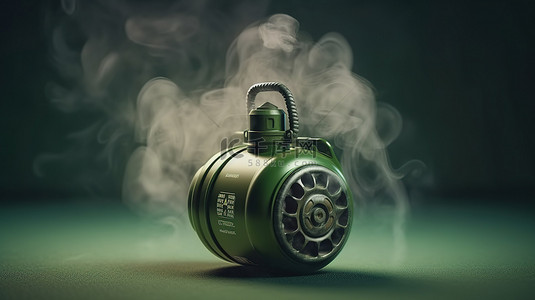 绿色炸弹背景图片_军用烟雾手榴弹标志性武器的 3d 渲染
