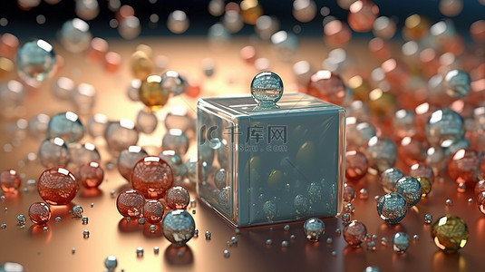 经济折扣概念迷人的背景和充满礼物的玻璃气泡 3D 渲染