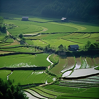 庆海村附近的韩国稻田