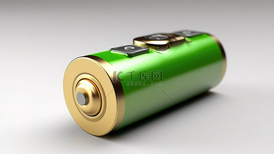 电池背景图片_具有抽象电池充电和绿色充电水平的白色背景的 3D 渲染
