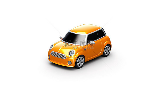 车按钮标志背景图片_3D 渲染的干净白色背景上的时尚汽车符号