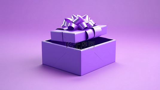 3D 礼品盒展示了在充满活力的紫色背景渲染图像上展示复制空间