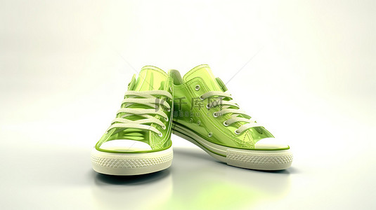 军人背景图片_以绿色运动鞋为特色的白色 3D 插图