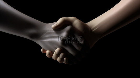 象征团结的背景图片_3d 手通过握手在成功的商业伙伴关系中团结起来