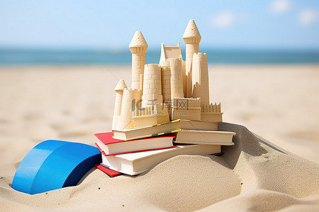 桶背景图片_书籍 玩具 沙堡 海滩 照片