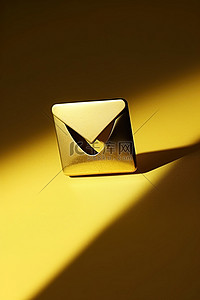 家庭用品图标背景图片_黄色封面旁边的金色电子邮件图标