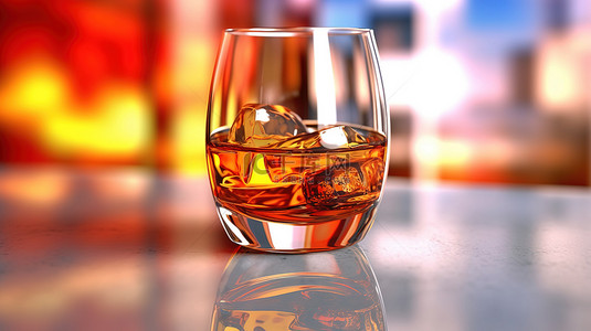 清爽空间背景图片_照明背景下酒精填充玻璃的 3d 渲染