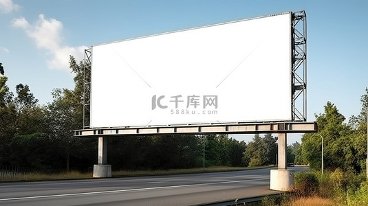 城市广告背景背景图片_白色街道上孤立的空白广告牌的 3D 渲染，非常适合户外广告