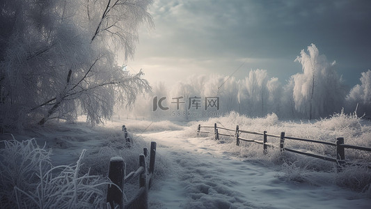 大西洋雪松背景图片_雪松冬季清晨背景