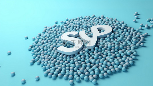 蓝色背景上许多光滑的 Skype 药丸环绕着 3D Skype 徽标