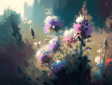 小花花卉背景图片_紫色小花植物水彩花卉背景