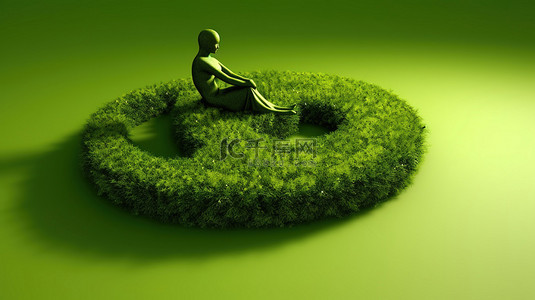 拯救自然背景图片_绿草形状的 3D 地球母亲雕像自然的概念背景