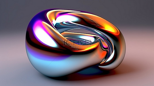 彩色反射抽象金属形状的 3d 渲染