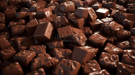 小吃吧背景图片_关闭 3d 渲染巧克力块的视图
