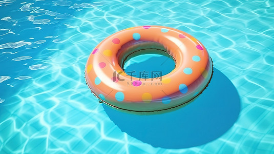 沙池背景图片_暑假背景顶视图游泳池水上充气橡胶圈的 3D 渲染，具有充足的复制空间