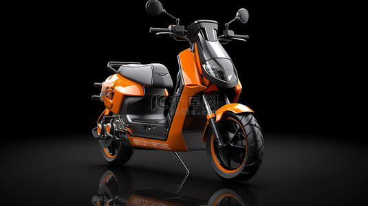 灰色橙色背景图片_充满活力的橙色的时尚两人城市摩托车与中性灰色背景 3D 渲染