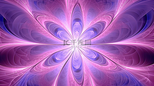 充满活力的粉色和紫色分形纹理的 3D 渲染