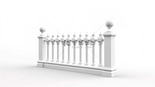 钢筋施工背景图片_独立站立在白色背景上的白色栅栏的 3d 渲染
