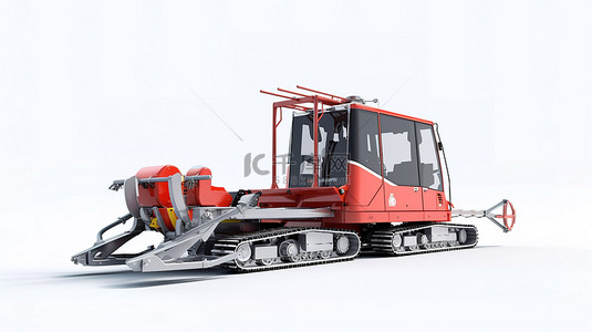 雪屋风景背景图片_白色背景 3d 渲染上的滑雪坡清理机