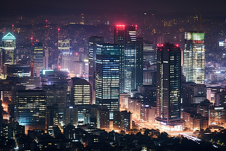 夜景建筑城市背景图片_大型建筑林立的城市夜景