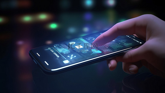 概念 3d 渲染智能手机技术在网上购物手指向应用程序