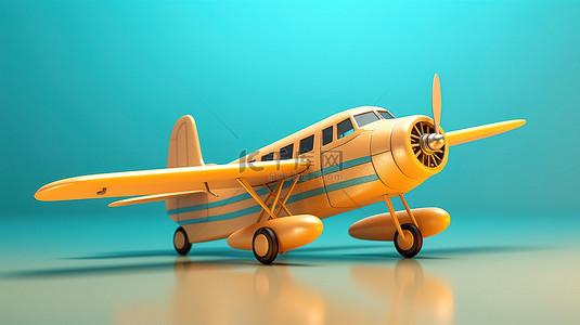 玩具飞机模型 3d 渲染的简约概念