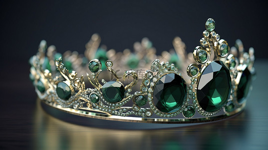翡翠戒指背景图片_富丽堂皇的祖母绿宝石公主的 3d 渲染