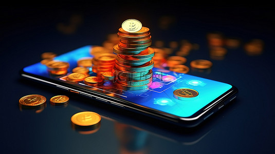积分兑换长图背景图片_智能手机插图支持在线交易以进行硬币兑换和支付