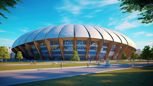 世界杯足球场背景图片_公共建筑中世界杯足球场的令人惊叹的 3D 插图
