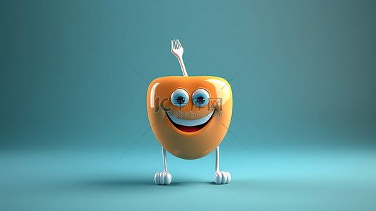 卡通人物为了牙齿健康和卫生而植入牙齿的 3D 插图