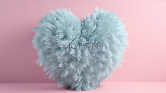 情侣气球背景图片_柔和的粉红色情人节壁纸 3d 渲染柔和的蓝色心脏与复制空间横幅和传单概念