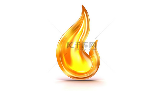 火球背景图片_白色背景上的火焰符号 3D 插图与隔离