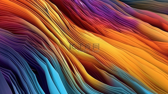 抽象 3D 表面背景上的多彩多姿的线框线